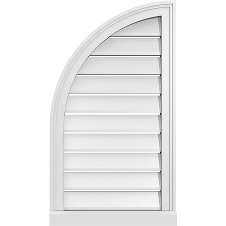 Ekena Millwork Quarter Round Top Left Surface Mount PVC Gable Vent w/ 2"W x 2"P Brickmould Sill Frame, 18"W x 32"H GVPQL18X3203SF